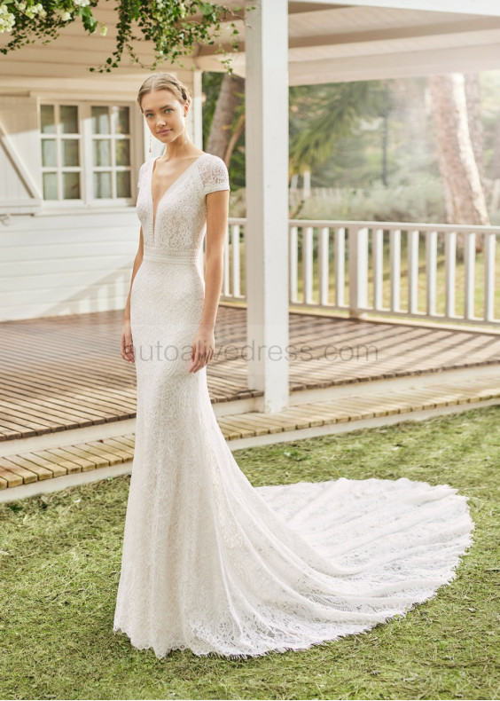 Cap Sleeves Ivory Lace Stunning Mermaid Wedding Dress Cap Sleeves Ivory Lace Stunning Mermaid Wedding Dress